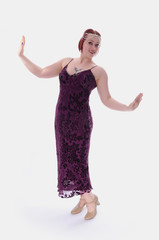 1920s dancing Flapper girl in dress, vintage, retro, party girl