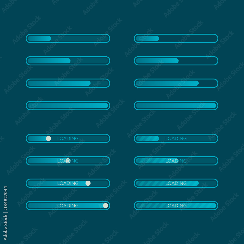 Poster website graphic progress loading. set of flat download indicator. vector illustration