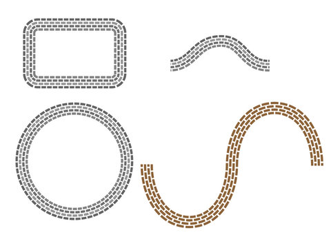 different figures from brick. abstract background or logo