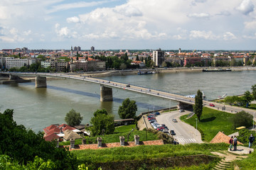 Obraz premium Novi Sad, Serbia May 01, 2014: Panorama of Novi Sad photographed from the Petrovaradin fortress