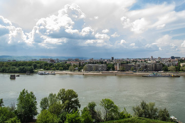 Fototapeta na wymiar Novi Sad, Serbia May 01, 2014: Panorama of Novi Sad photographed from the Petrovaradin fortress