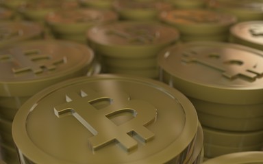 bitcoins, münzen, gold, krypto, 3d