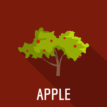 Apple tree icon. Flat illustration of apple tree vector icon for web