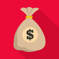 Bag money icon. Flat illustration of bag money vector icon for web