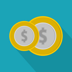 Coin icon. Flat illustration of coin vector icon for web