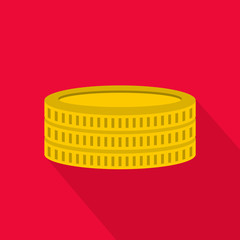Gold coin icon. Flat illustration of gold coin vector icon for web