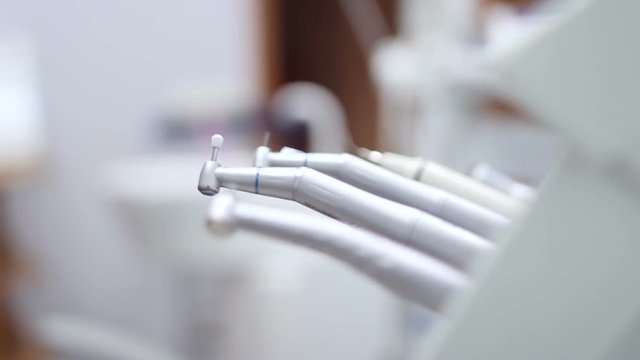 Dental Instruments At Dental Installations. Close Up Macro.