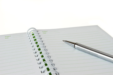 Pen on theblank note page