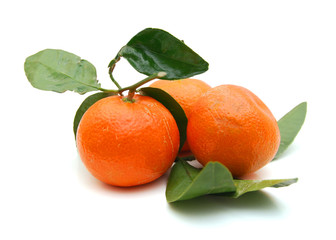 Ripe mandarin citrus isolated tangerine mandarine orange on white background.