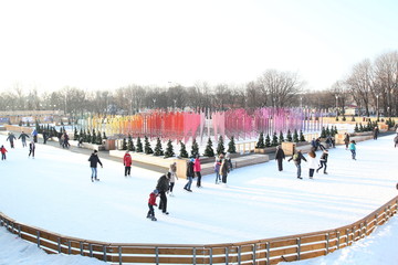 Ice skating rink in Gorky Park. Moscow. year 2013.