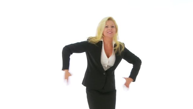 Businesswoman dancing wildly