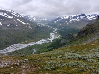 Rapa river valley in Sarek National Park, north of Sweden