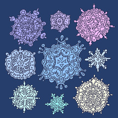 Snowflake Vectors Set. Colorful template for you design, web and mobile applications.