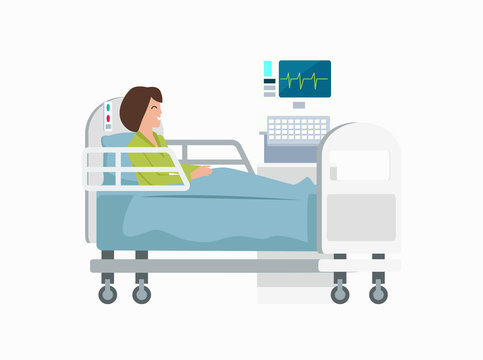 Woman on Hospital Bed Icon Vector Illustration