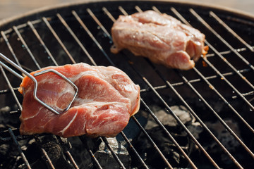 Group of friends having barbecue party on the roof
