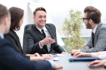 Fototapeta premium businessman at a meeting with employees
