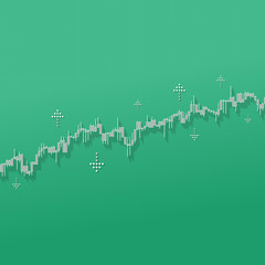 Market chart uptrend chart on green background. 3D illustration