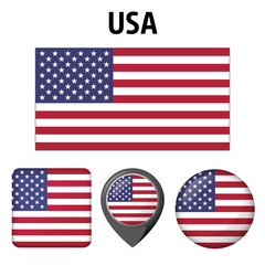 Illustration USA flag, and several icons. Ideal for catalogs of institutional materials and geography