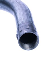 Ending of armoured steel pipe with mount and internal screw used for cable protection in street...