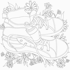 sneakers with a pattern and flowers