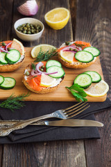 Sandwiches with smoked salmon