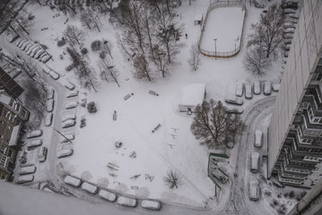 Moscow winter, top view