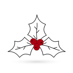 holly christmas symbol on white background