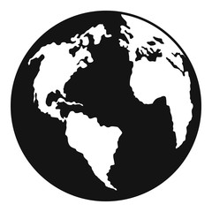Continent on planet icon. Simple illustration of continent on planet vector icon for web