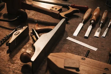 Fotobehang Woodworking tools © Thoffman