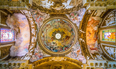 Fototapeta na wymiar The dome of the Church of Santa Maria della Vittoria in Rome, Italy.