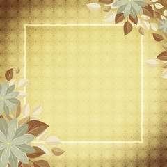 Decorative background with a border and flowers, sand