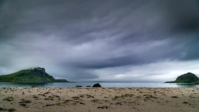 Haukland Beach, Lofoten, Norway. Time lapse