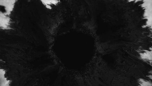 Black watercolor ink drops on white textured paper and slowly spread out in different directions. Use in compositing. Macro. Closeup. Slow motion, high speed camera, 240fps, 250fps
