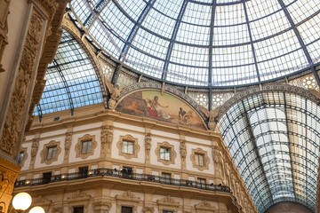 Obraz premium Interer of gallery Vittorio Emanuele II in square of Duomo in Milan, Italy.