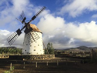 Four wing round windmill on the Canary Islands Fuerteventura El Roque.