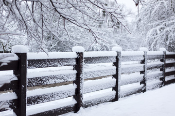 fence winter snow