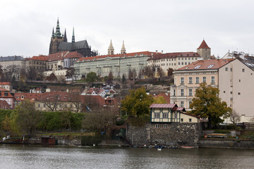 View on the Prague City with the gothic Castle, Czech Republic