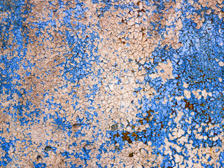 Stained metal with peeling paint / Sheet of rusted, stained metal with peeling paint as pattern for backgrounds