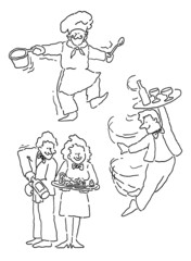 Chef and Waiters 