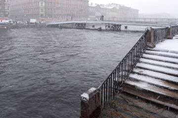 Winter in Saint-Petersburg. Gorstkin bridge. Russia