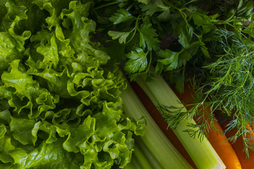 green lettuce leaves macro