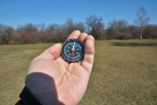 compass on the palm