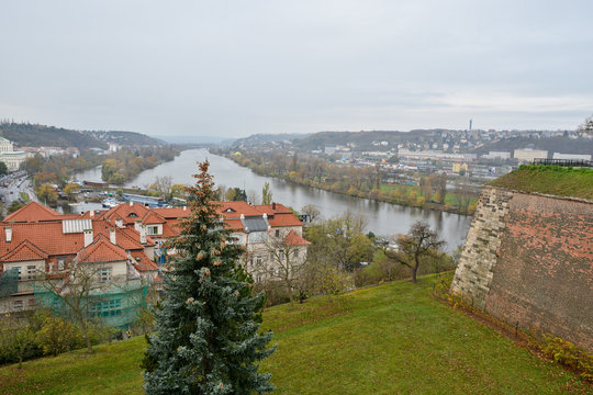 The Vltava embankment in Prague.