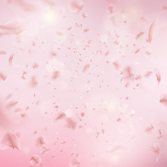 Sakura flying downwind petals on wind. EPS 10 vector