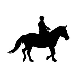 Fototapeta na wymiar Sticker to car silhouette rider on horse. Expert in dressage of 