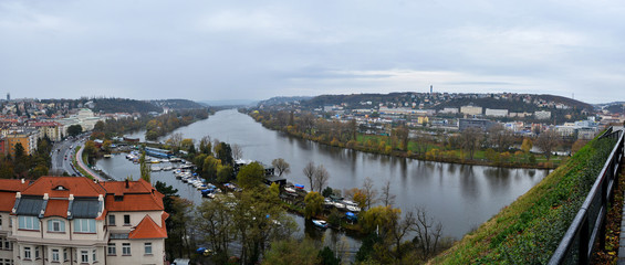 Fototapeta na wymiar Panorama of Prague from the hill of Vysehrad.