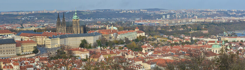 Fototapeta na wymiar Panorama of Prague from Petrin Hill.