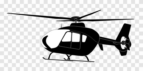 Sticker on car: Silhouette of helicopter. Vector Illustration.