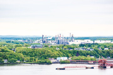 Cityscape or skyline of Levis town from plaines d'Abraham in summer in Quebec City, Canada...