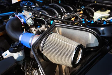 Photo sur Aluminium Voitures rapides Close up of sport car air filter.